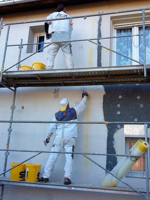 Armature et marouflage sur isolation extérieure en polystyrène dans la Loire